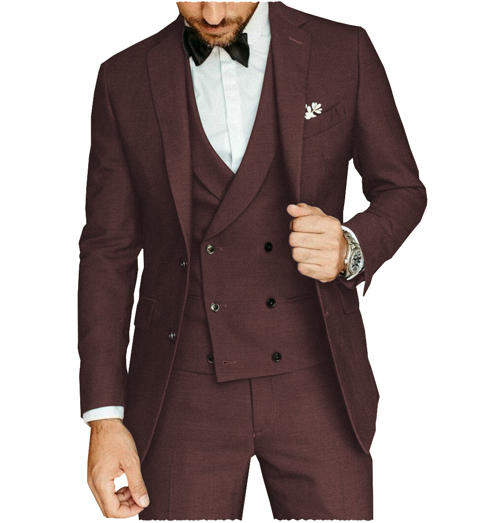 Casual Men's 3 Pieces Mens Suit Regular Fit Notch Lapel Tuxedos (Blazer+vest+Pants) mens event wear