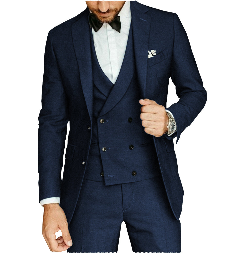 Casual Men's 3 Pieces Mens Suit Regular Fit Notch Lapel Tuxedos (Blazer+vest+Pants) mens event wear