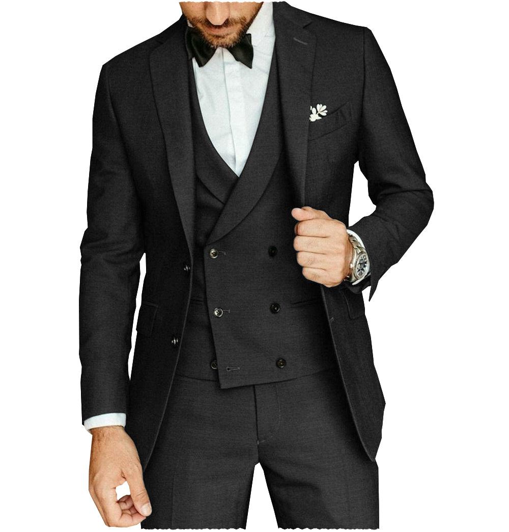 Casual Men's 3 Pieces Mens Suit Regular Fit Notch Lapel Tuxedos (Blazer+vest+Pants) mens event wear