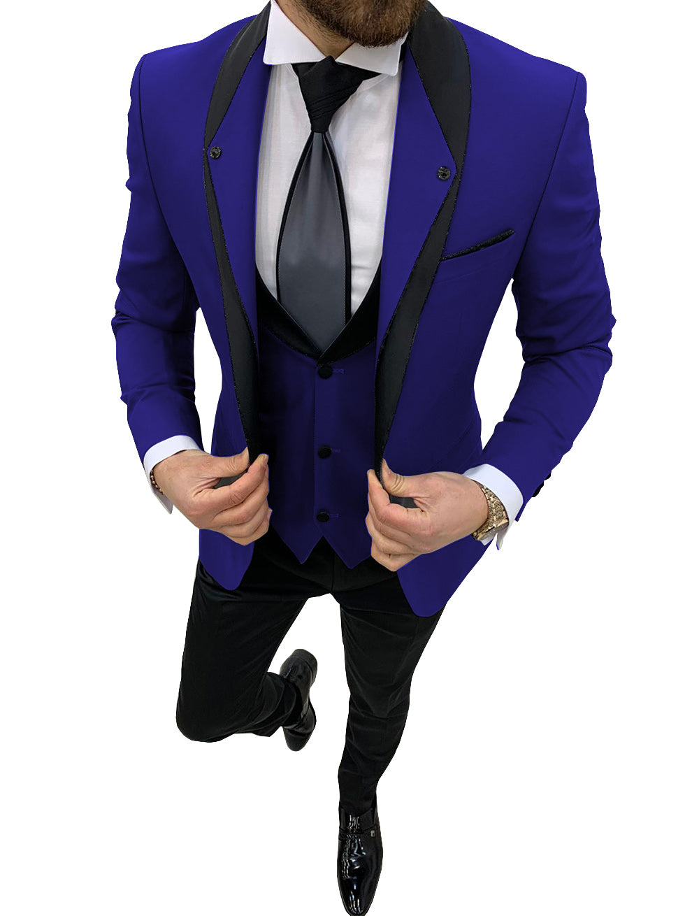 Casual Men's 3 Pieces Mens Suit Shawl Lapel Tuxedos (Blazer+vest+Pants) mens event wear