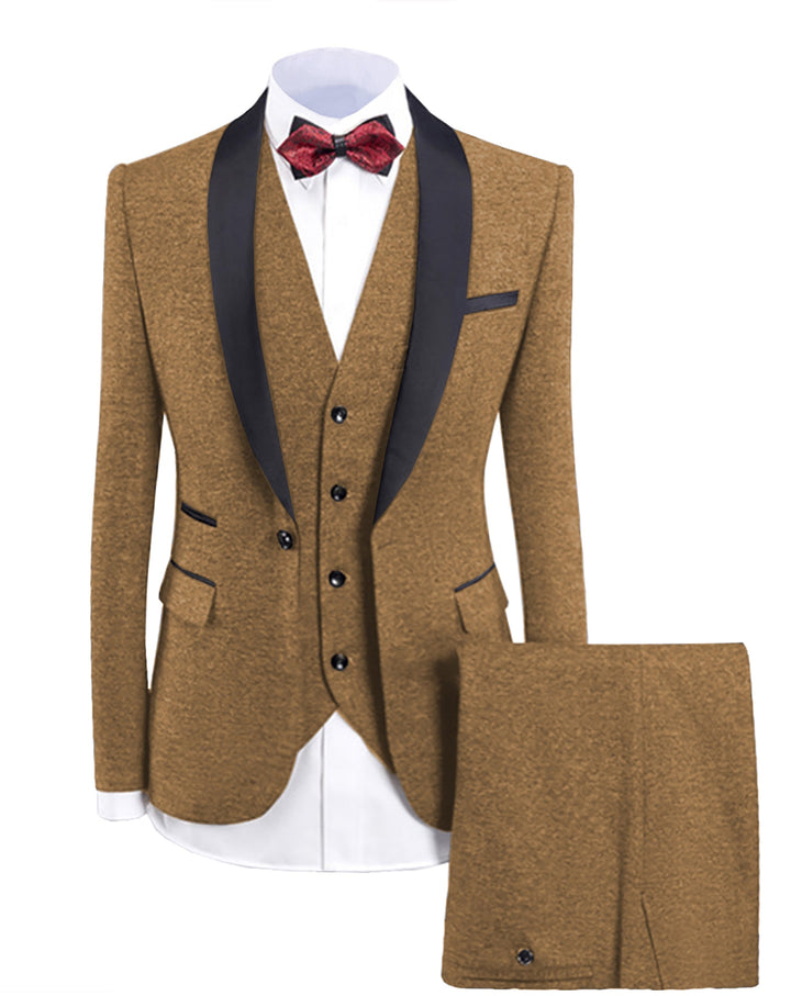 Casual Men's 3-Pieces Mens Suit Shawl Lapel Tuxedos (Blazer+vest+Pants) mens event wear