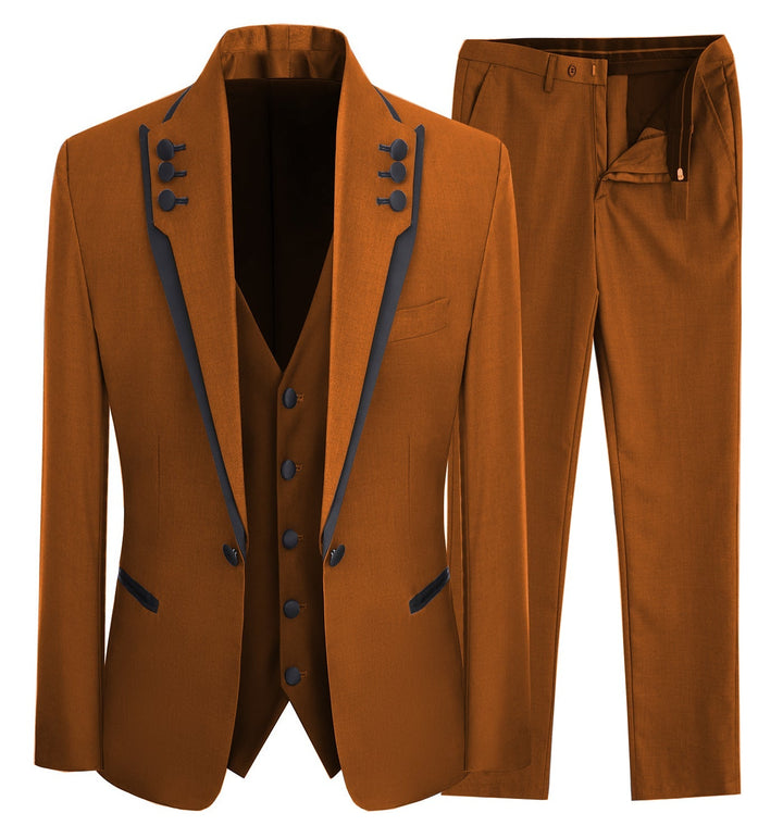 Casual Men's 3 Pieces Mens Suit Shawl Lapel Tuxedos For Wedding (Blazer+vest+Pants) mens event wear