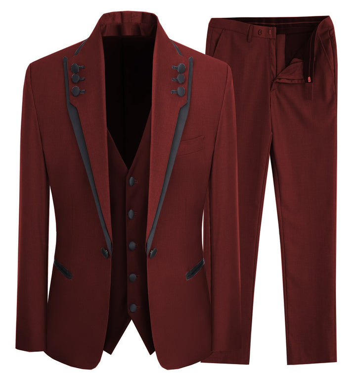 Casual Men's 3 Pieces Mens Suit Shawl Lapel Tuxedos For Wedding (Blazer+vest+Pants) mens event wear