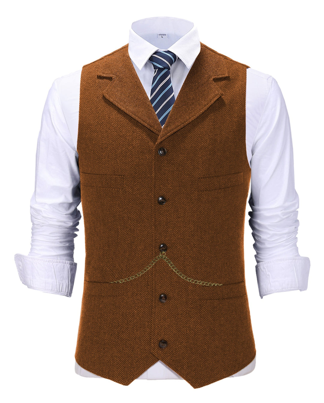 Casual Men's Classic Slim Fit Tweed Herringbone Notch Lapel Waistcoat mens event wear