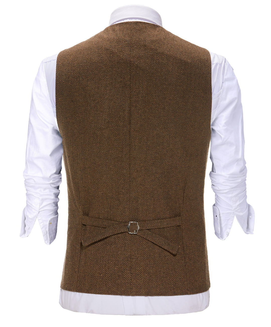 Casual Men's Classic Slim Fit Tweed Herringbone Notch Lapel Waistcoat mens event wear