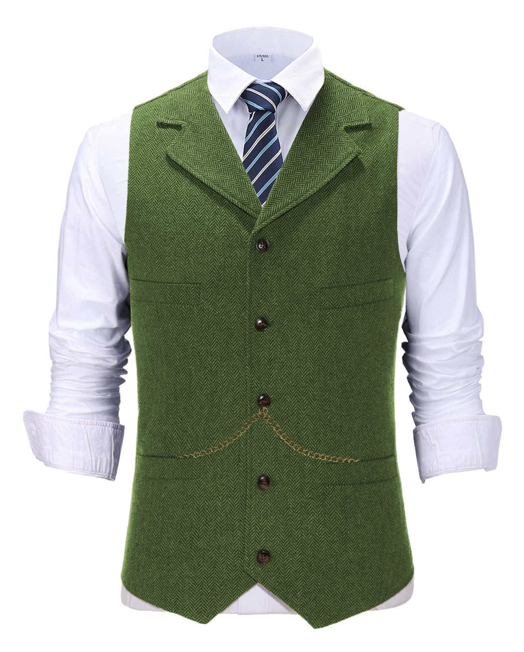 Casual Men's Classic Slim Fit Tweed Herringbone Notch Lapel Waistcoat mens event wear