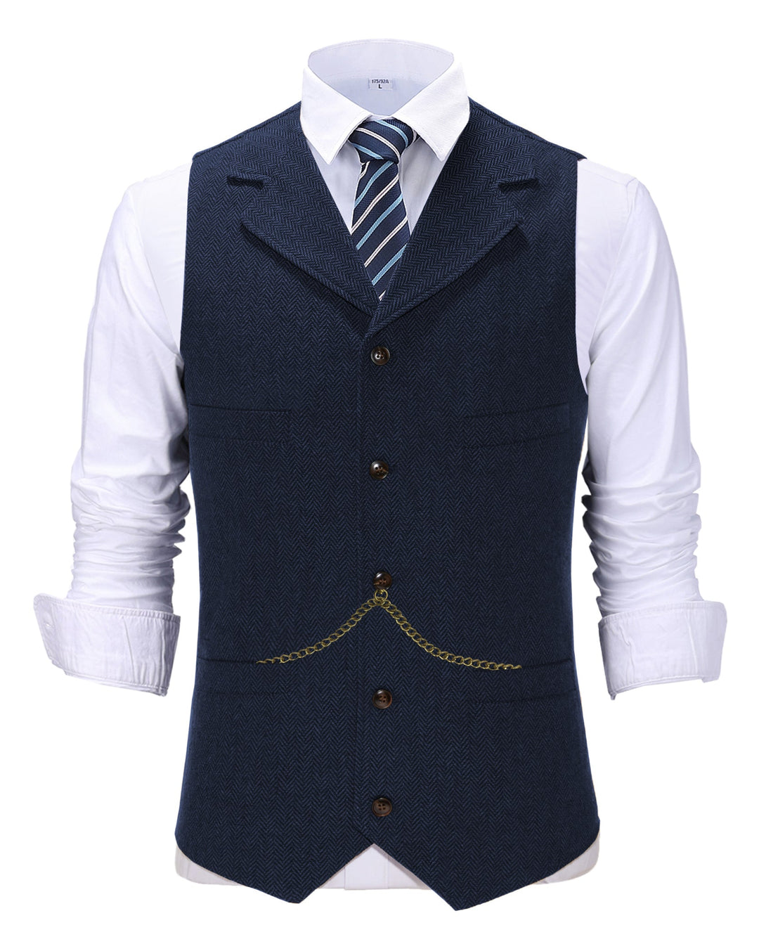 Casual Men's Classic Slim Fit Tweed Herringbone Notch Lapel Waistcoat mens event wear