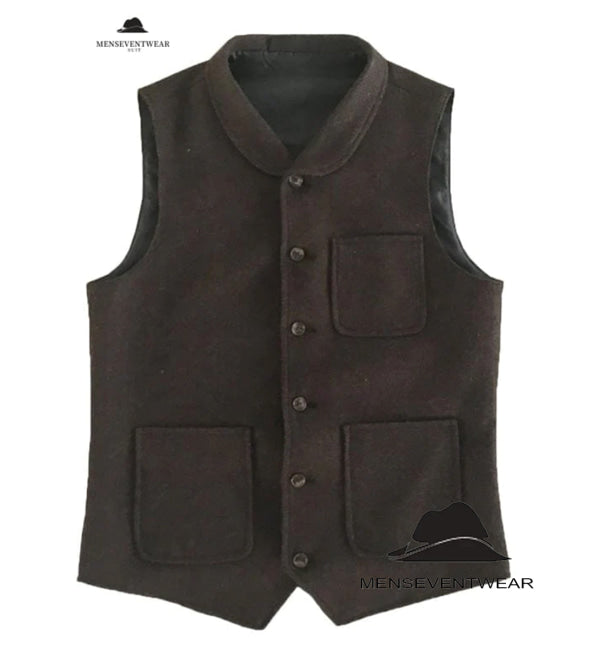 Casual Men's Classic Tweed Herringbone Crew Neck Waistcoat menseventwear