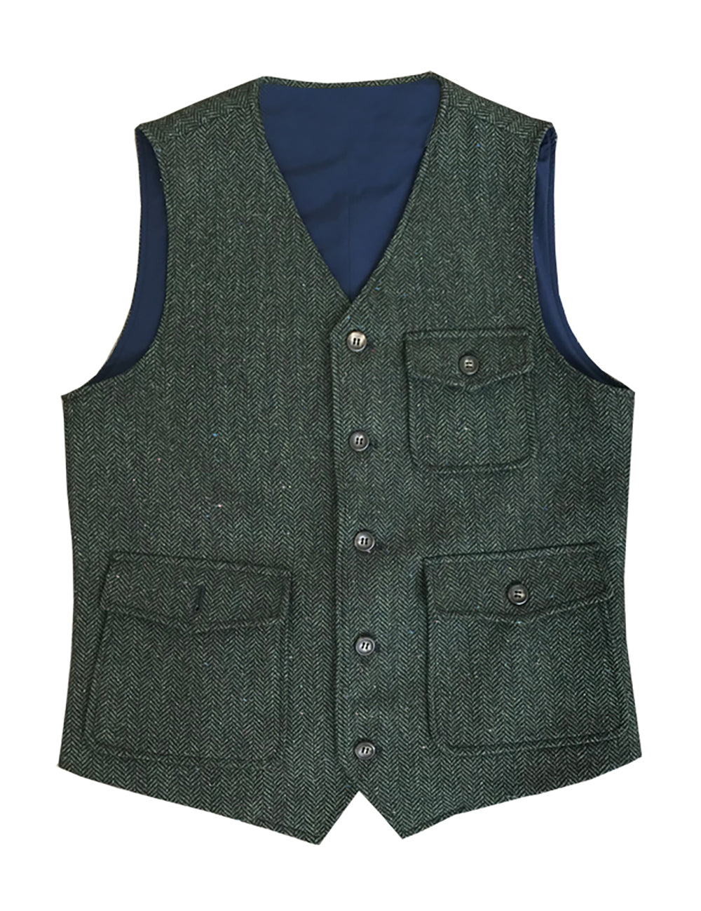 Casual Men's Classic Tweed Herringbone V Neck Waistcoat Adam Reed