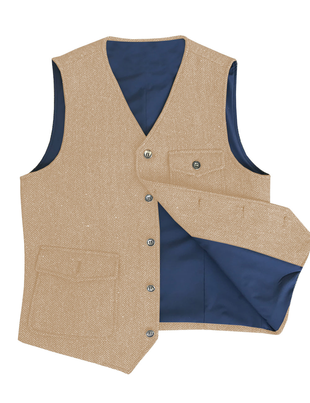 Casual Men's Classic Tweed Herringbone V Neck Waistcoat Adam Reed