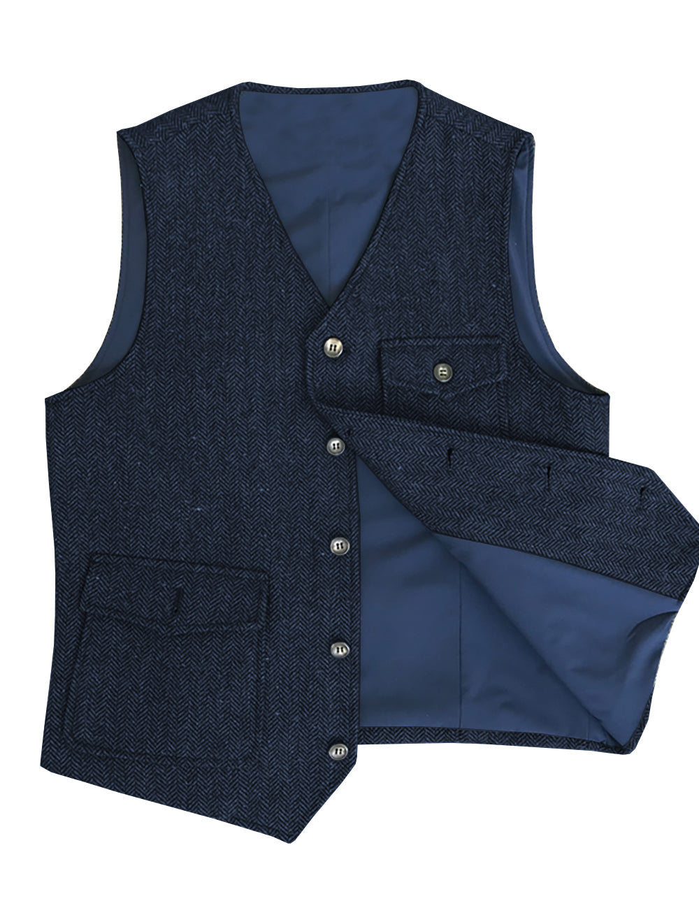 Casual Men's Classic Tweed Herringbone V Neck Waistcoat Adam Reed