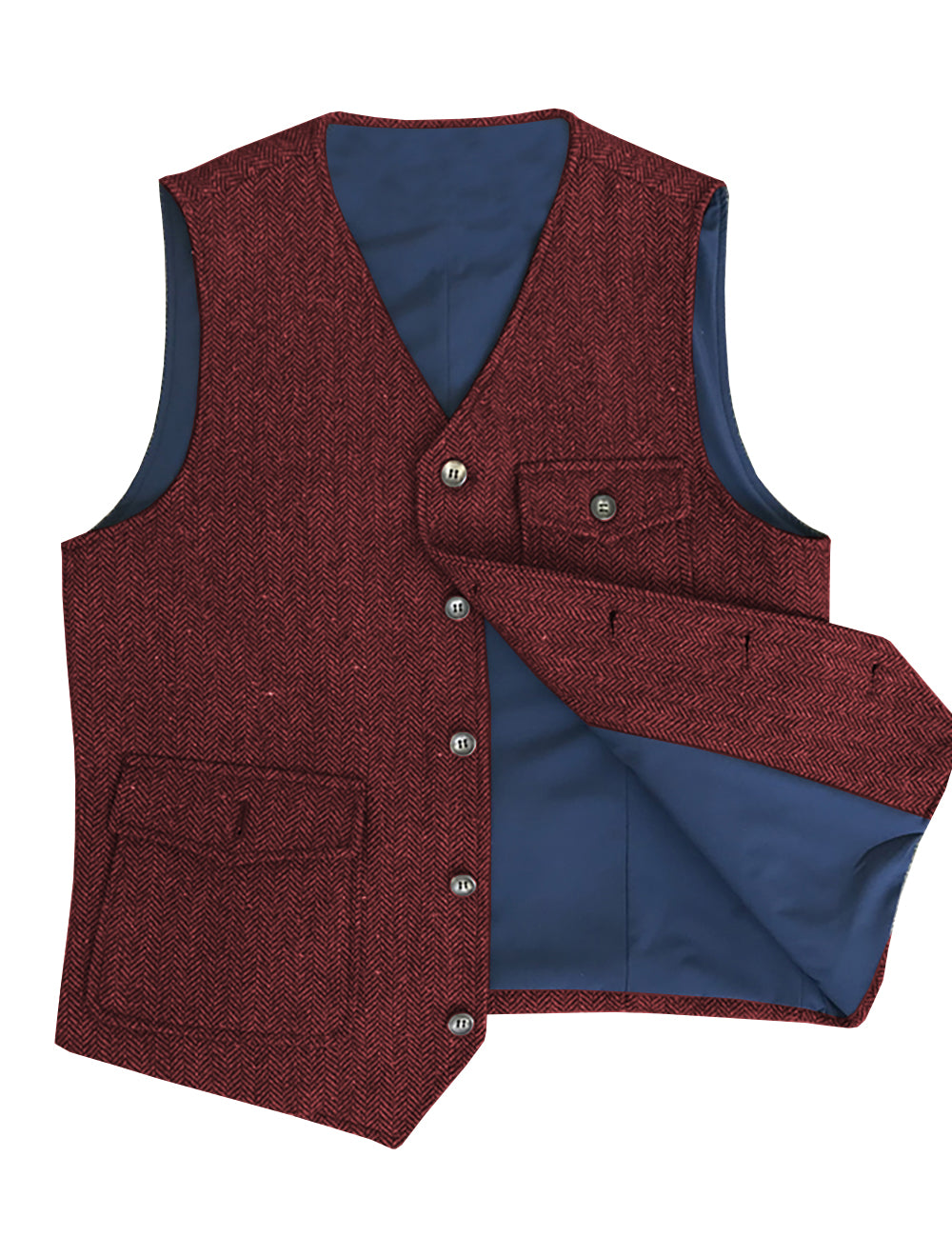 Casual Men's Classic Tweed Herringbone V Neck Waistcoat Adam Reed