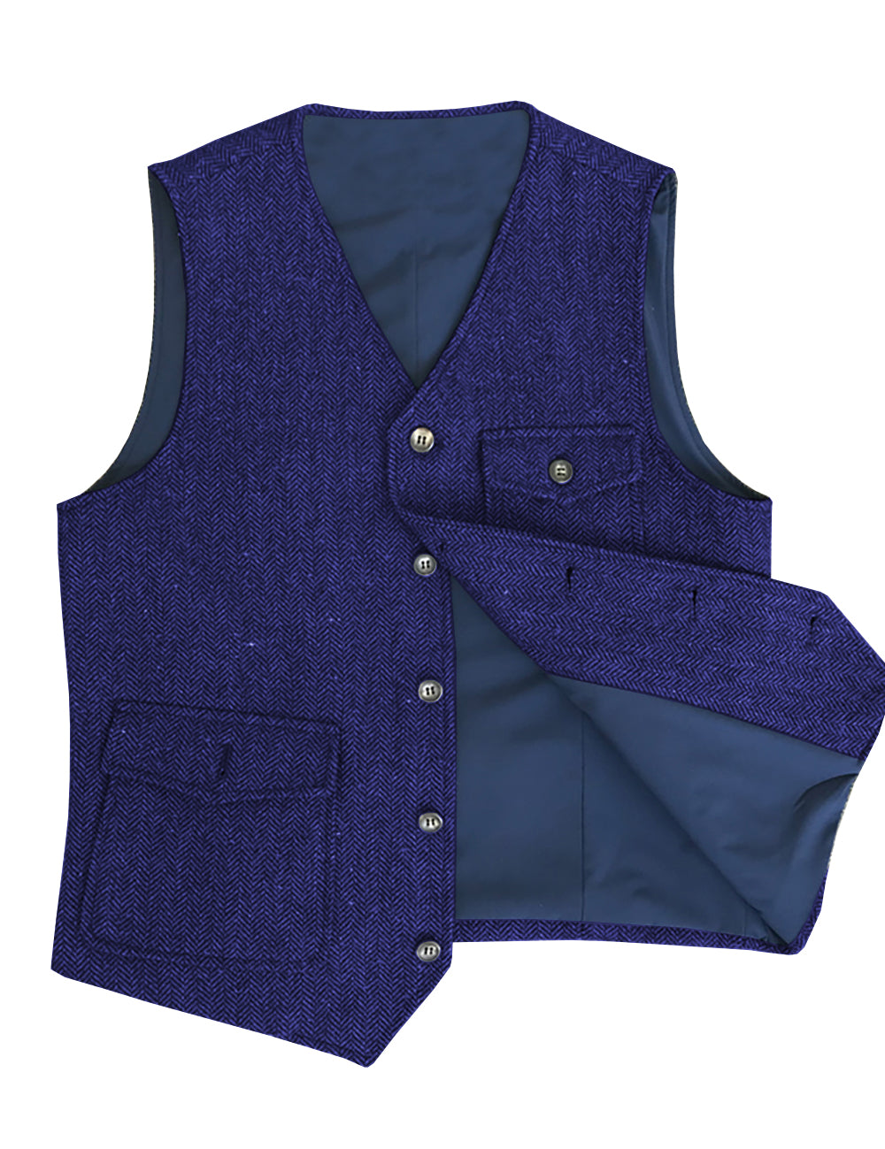 Casual Men's Classic Tweed Herringbone V Neck Waistcoat Adam Reed