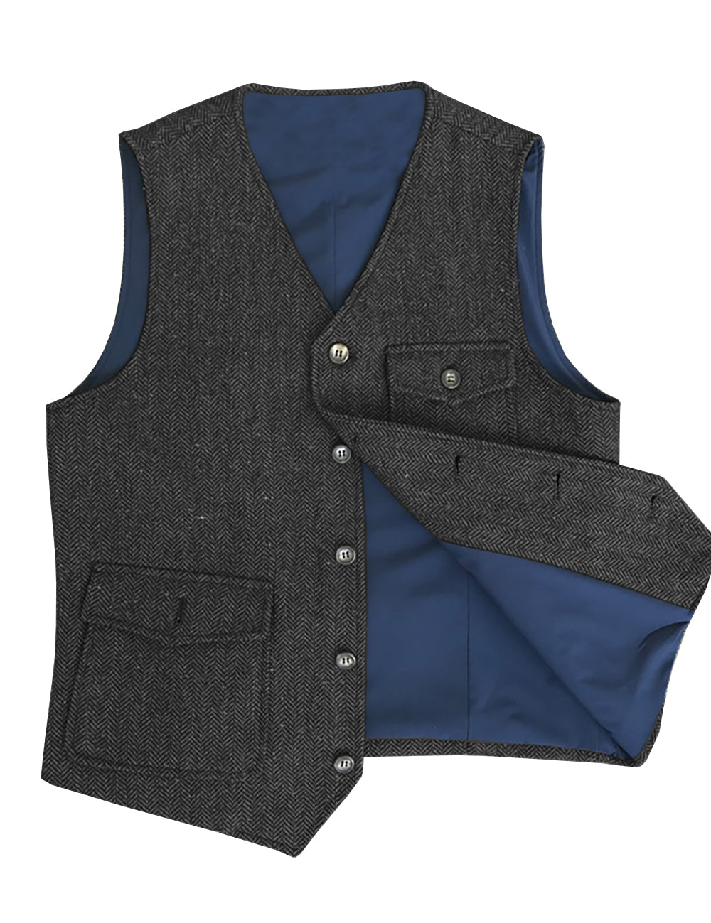 Casual Men's Classic Tweed Herringbone V Neck Waistcoat - Menseventwear ...