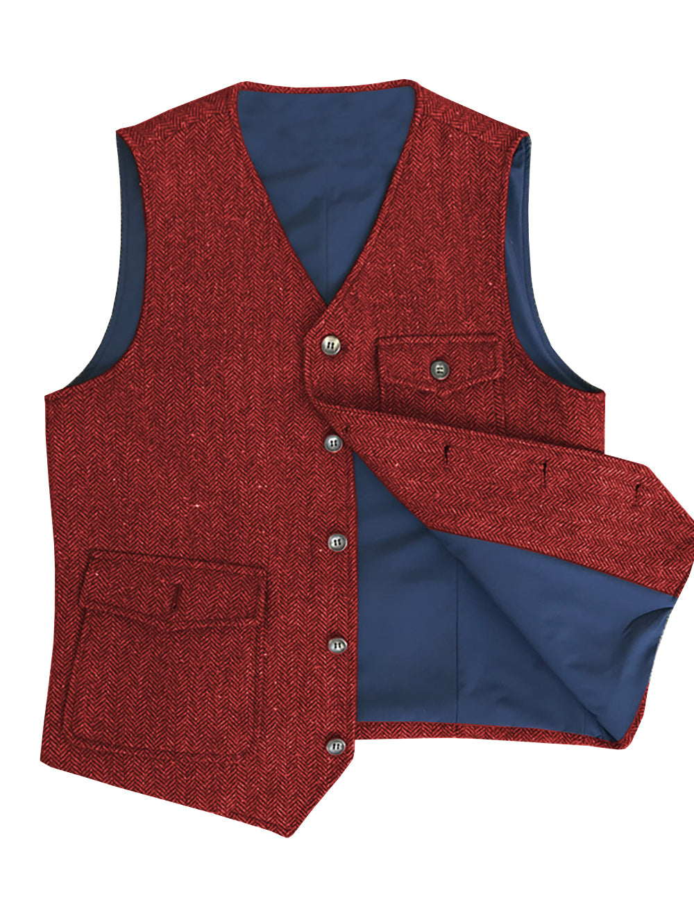 Casual Men's Classic Tweed Herringbone V Neck Waistcoat Adam Reed