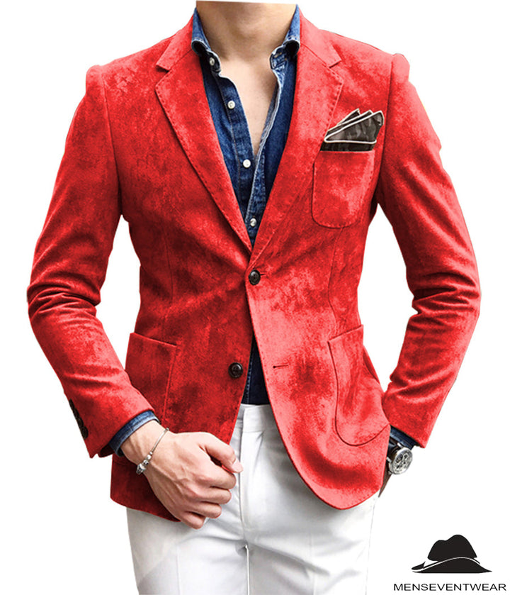 Casual Men's Fashion Suede Notch Lapel Blazer Denim Jacket mens event wear