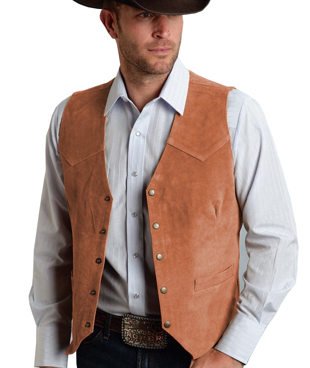 Casual Men's Fashion Suede V Neck Waistcoat Denim Jacket menseventwear