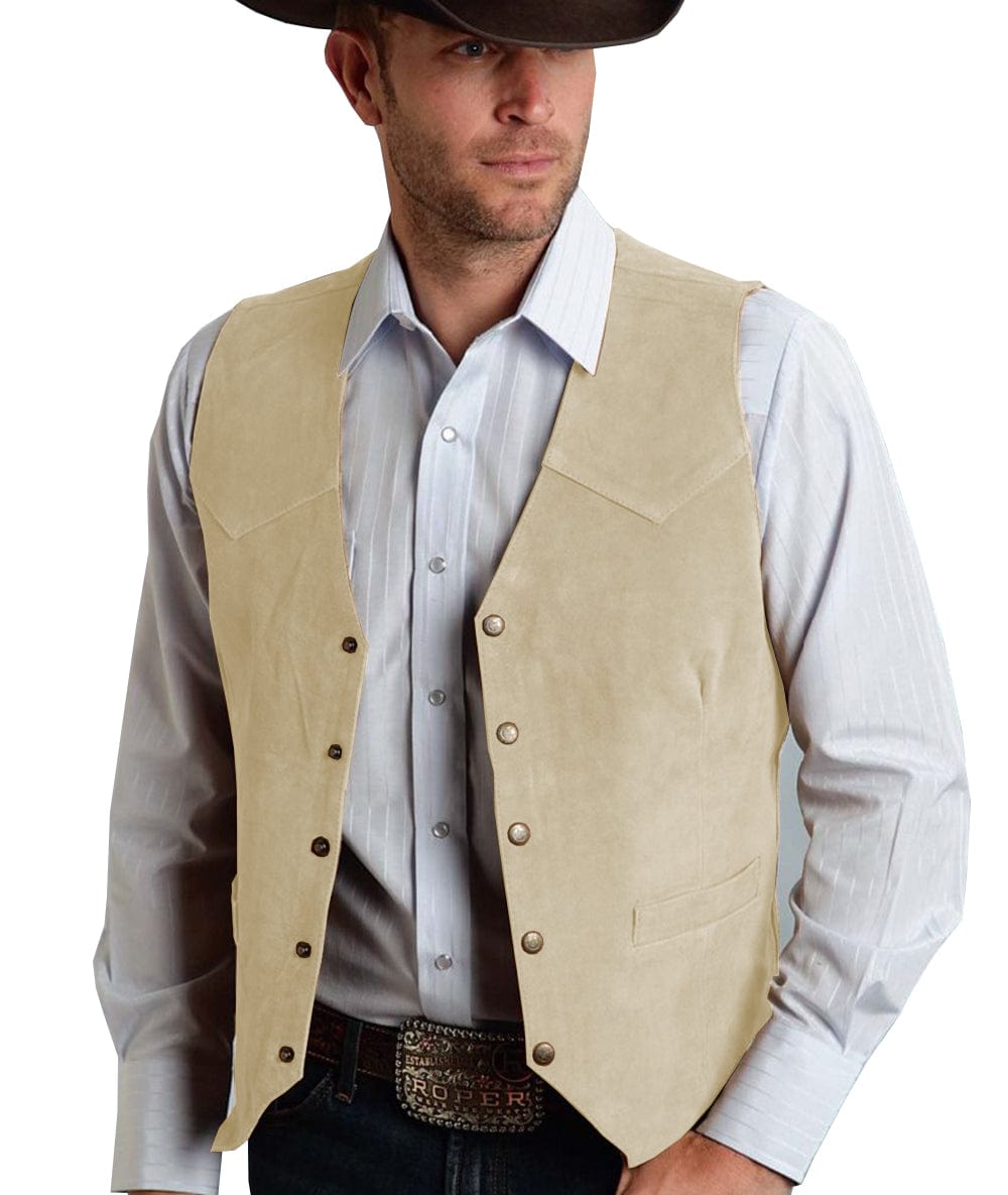 Casual Men's Fashion Suede V Neck Waistcoat Denim Jacket menseventwear