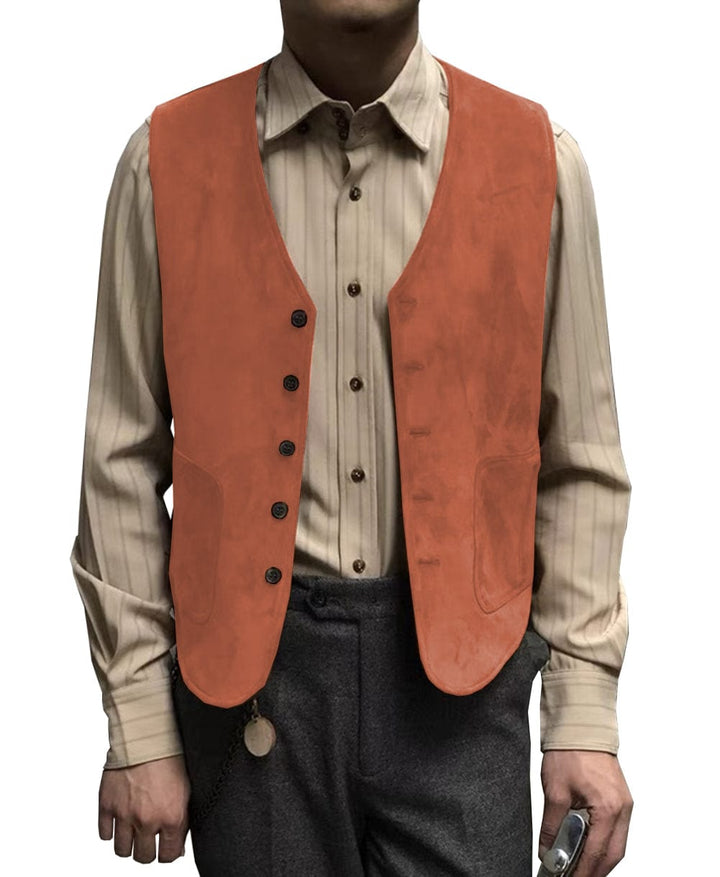 Casual Men's Fashion Suede V Neck Waistcoat Denim jacket menseventwear