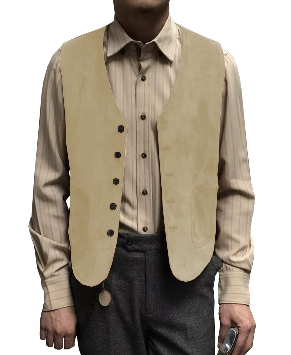 Casual Men's Fashion Suede V Neck Waistcoat Denim jacket menseventwear