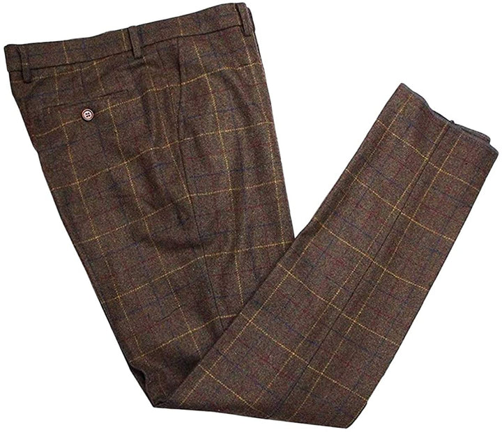 Casual Men's Plaid Suit Pants Tweed Trousers menseventwear