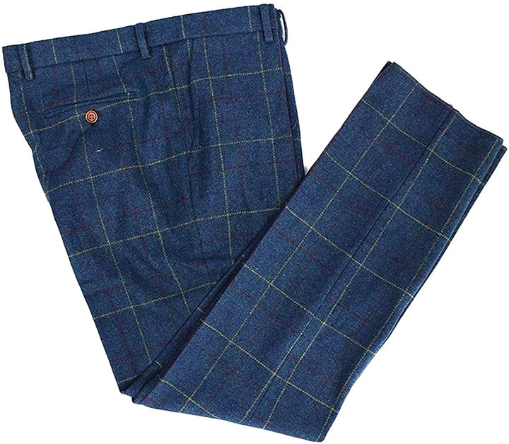 Casual Men's Plaid Suit Pants Tweed Trousers menseventwear
