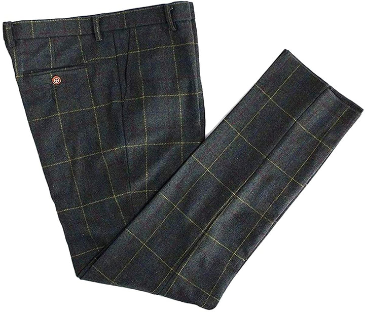 Casual Men's Plaid Suit Pants Tweed Trousers menseventwear