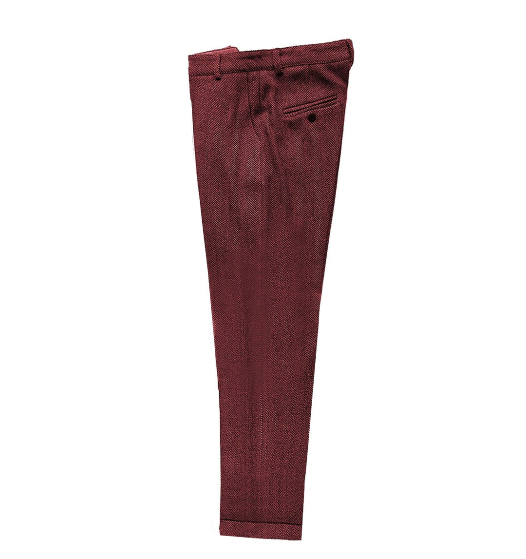 Casual Men's Suit Pants Herringbone Pleat-Front Trousers menseventwear