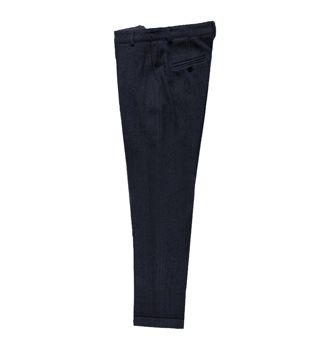 Casual Men's Suit Pants Herringbone Pleat-Front Trousers menseventwear