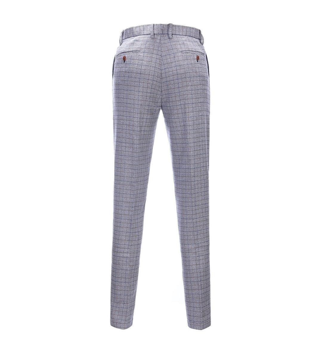 Casual Men's Suit Pants White Houndstooth Pleat-Front Trousers menseventwear