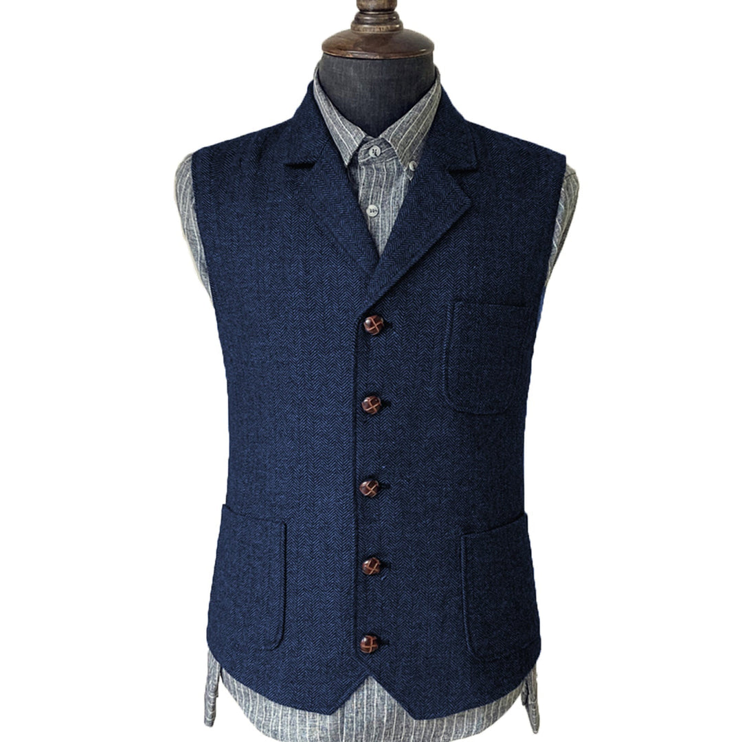 Casual Men's Suit Regular Fit Notch Lapel Herringbone Waistcoat mens event wear