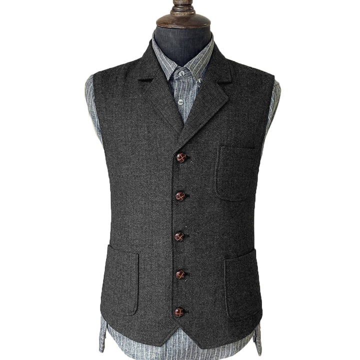 Casual Men's Suit Regular Fit Notch Lapel Herringbone Waistcoat mens event wear