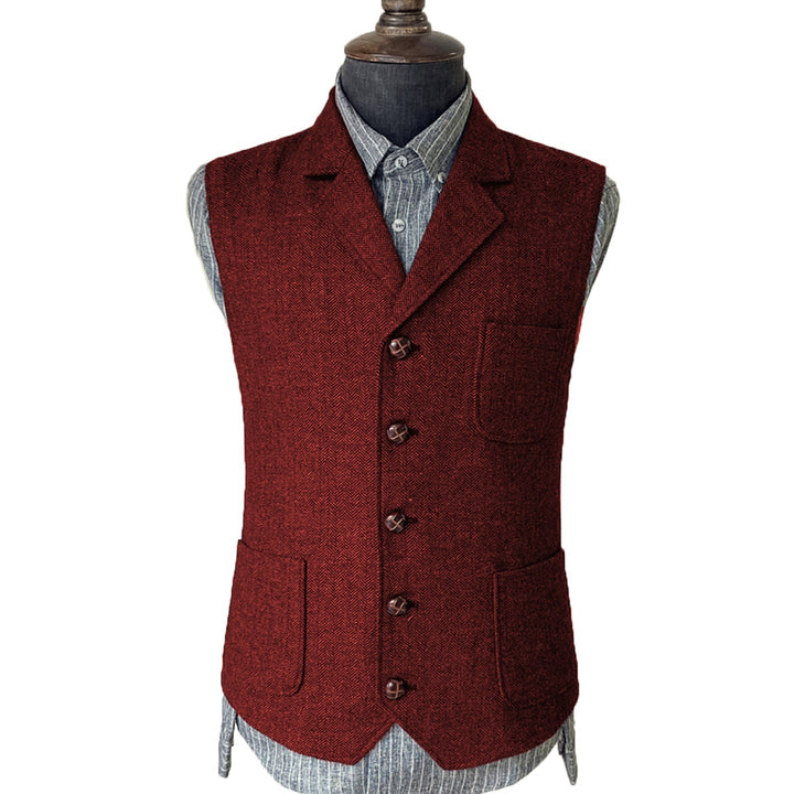 Casual Men's Suit Regular Fit Notch Lapel Herringbone Waistcoat mens event wear