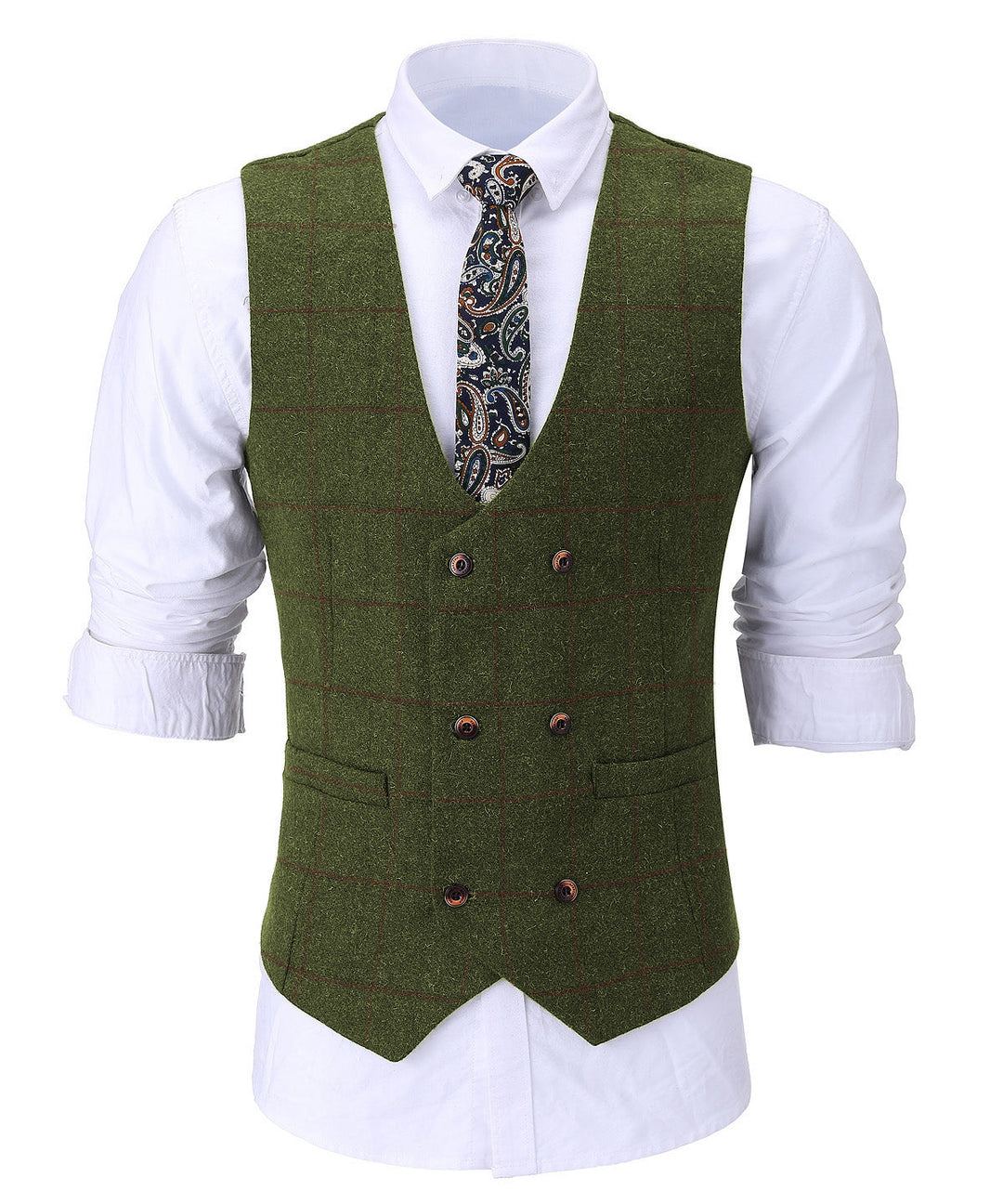 Casual Men's Suit Vest Regular Fit Plaid Tweed Waistcoat mens event wear