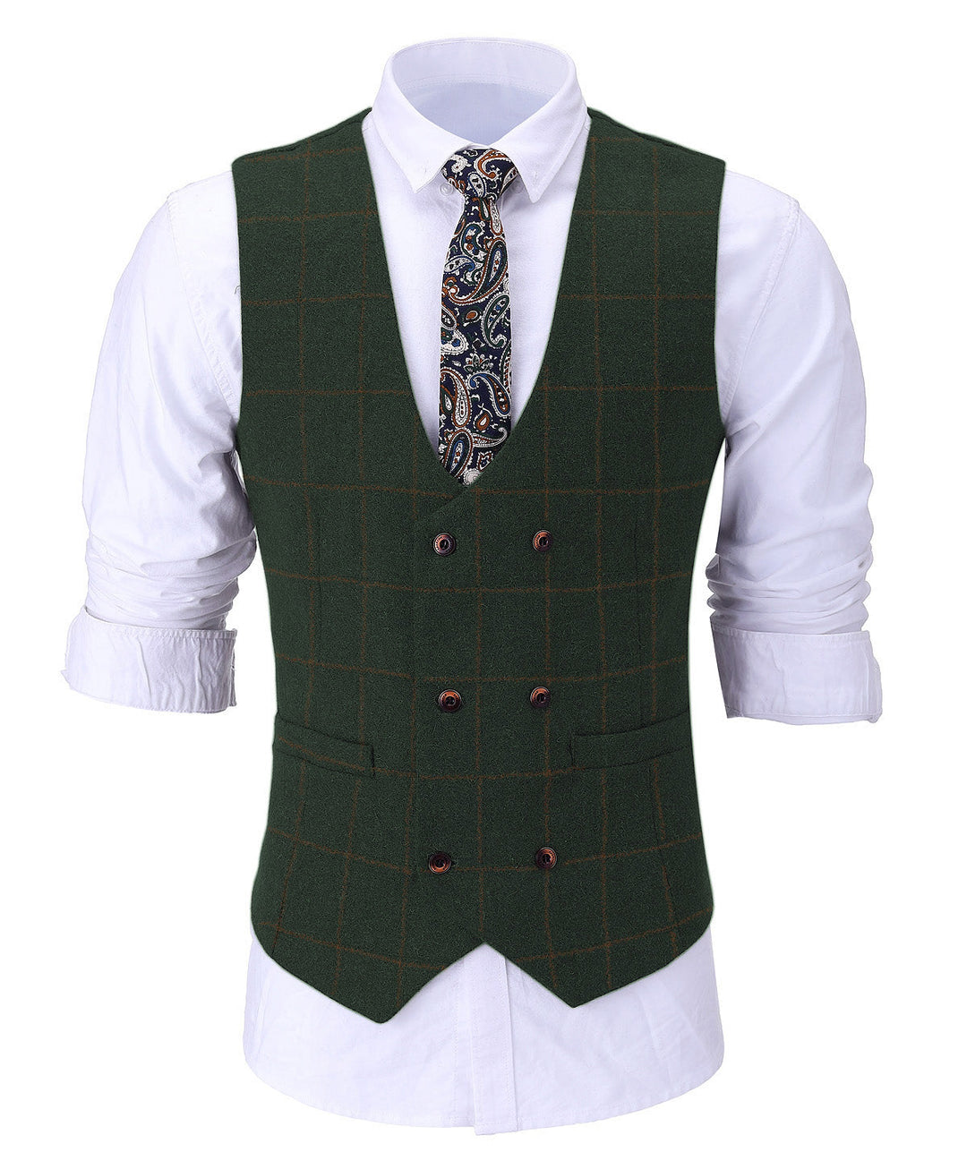 Casual Men's Suit Vest Regular Fit Plaid Tweed Waistcoat mens event wear