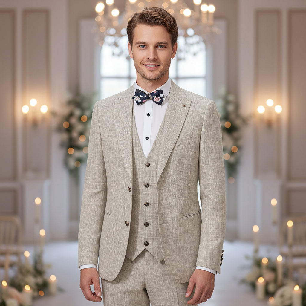 Popular White Peak Lapel Wedding Suit for Men Two Pieces