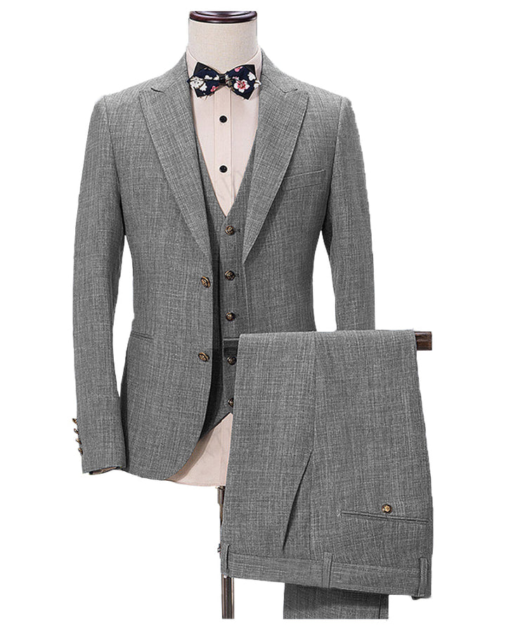 Casual Men's Three-Piece Peak Lapel Wedding Suit for Men (Blazer + Vest + Pants) mens event wear