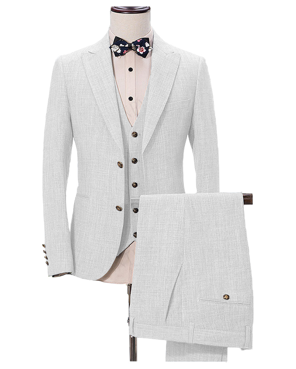 Casual Men's Three-Piece Peak Lapel Wedding Suit for Men (Blazer + Vest + Pants) mens event wear