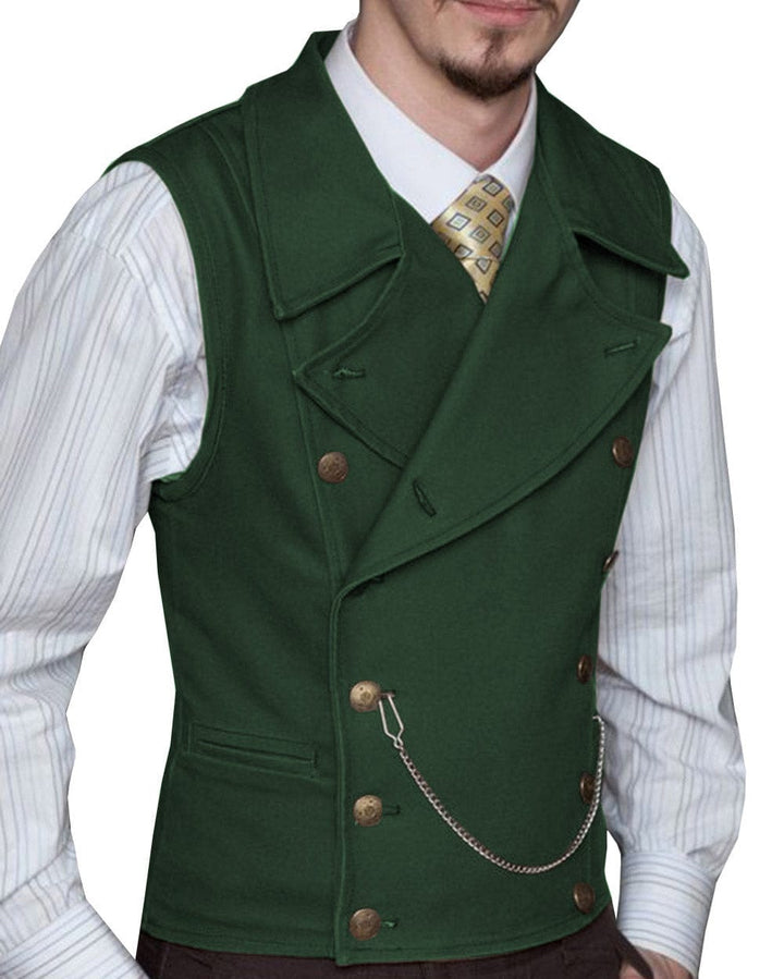 Casual Mens Double Breasted Suede Large Lapel Waistcoat menseventwear