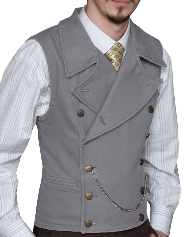 Casual Mens Double Breasted Suede Large Lapel Waistcoat menseventwear