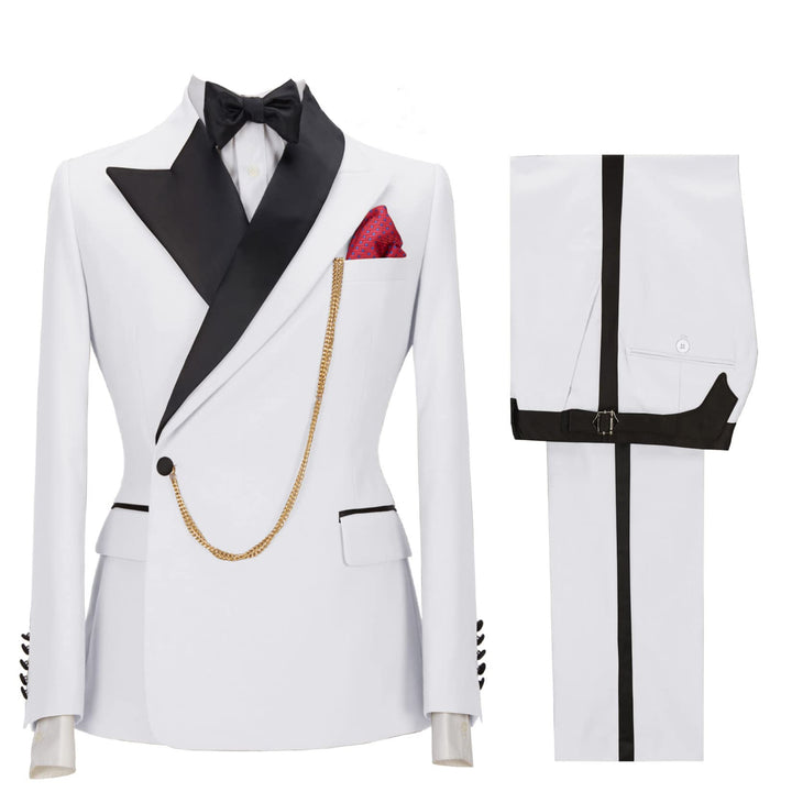 Casual Mens Suit 3 Pieces Peak Lapel Blazer For Wedding (Blazer+vest+Pants) mens event wear