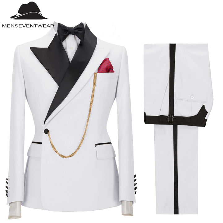 Casual Mens Suit 3 Pieces Peak Lapel Blazer For Wedding (Blazer+vest+Pants) mens event wear