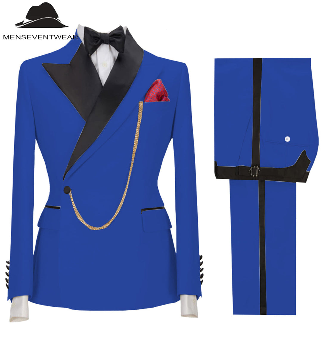 Casual Mens Suit 3 Pieces Peak Lapel Blazer For Wedding (Blazer+vest+Pants) mens event wear