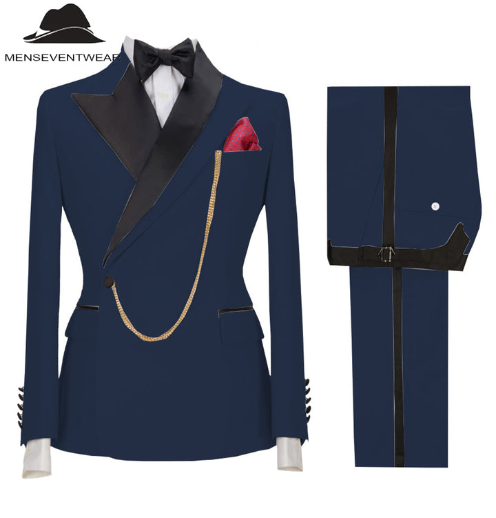 Casual Mens Suit 3 Pieces Peak Lapel Blazer For Wedding (Blazer+vest+Pants) mens event wear