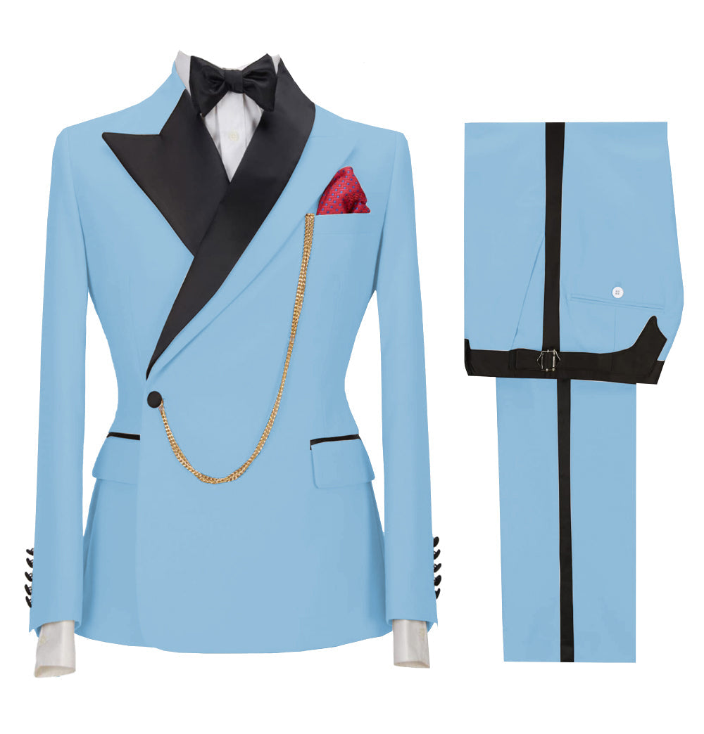 Casual Mens Suit 3 Pieces Peak Lapel Blazer For Wedding (Blazer+vest+Pants) mens event wear