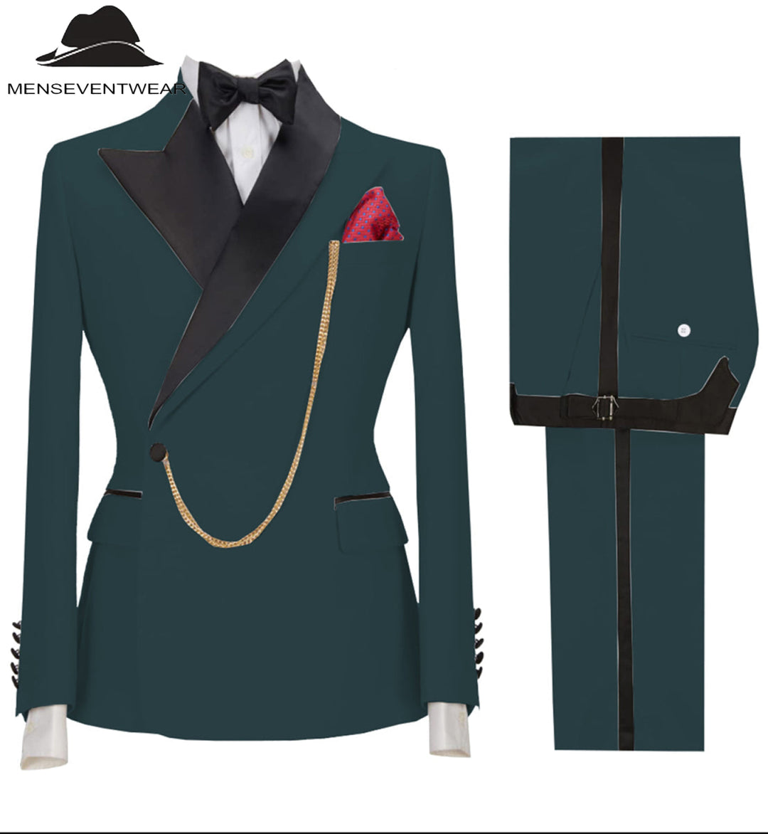 Casual Mens Suit 3 Pieces Peak Lapel Blazer For Wedding (Blazer+vest+Pants) mens event wear