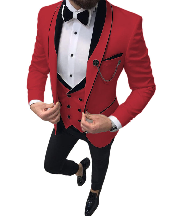 Causal Men's 3 Pieces Mens Suit Shawl Lapel Tuxedos For Wedding (Blazer+vest+Pants) mens event wear