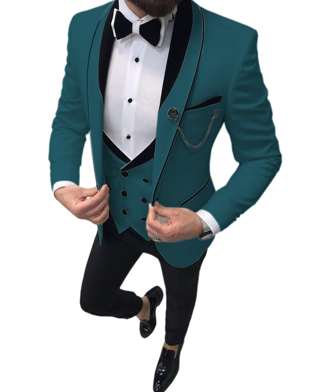 Causal Men's 3 Pieces Mens Suit Shawl Lapel Tuxedos For Wedding (Blazer+vest+Pants) mens event wear