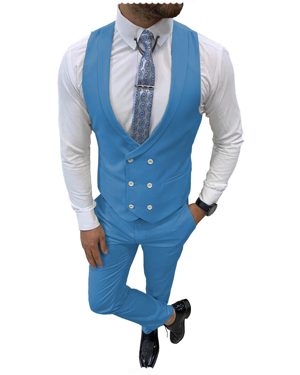 Double Breasted Formal 2 pieces Mens Suit For Wedding (Vest+Pants) mens event wear