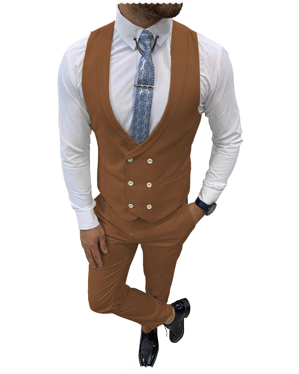 Double Breasted Formal 2 pieces Mens Suit For Wedding (Vest+Pants) mens event wear